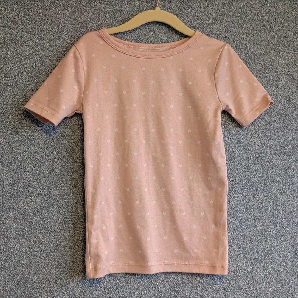Cloud Island Girls Size 5T Pink White Heart Two Piece Pajamas